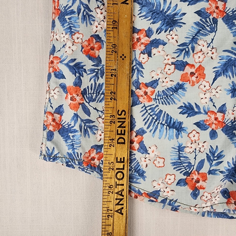Hugo Boss Orange small Shirt Mens Floral Tropical Palm Print Blue Cotton - Picture 6 of 11
